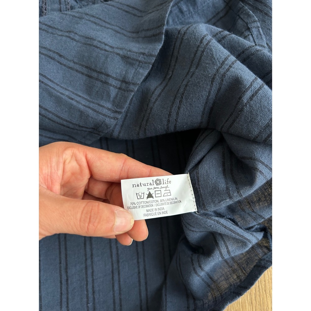 Natural Life Anna Blue Striped Eyelet Lace Embroidered Button Down Shirt Large - Picture 6 of 8